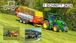 1 Schnitt 2024 in Österreich | Grasernte | John Deere + neuem Pöttinger Ladewagen | Deutz | 4K