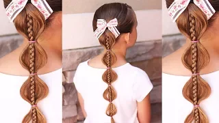 Stacked Bubble Braid | 5 Minute Hairstyle for Little Girls | Brown Haired Bliss