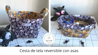 Tutorial costura: ¿Cómo hacer una cesta de tela reversible con asas? Muy fácil