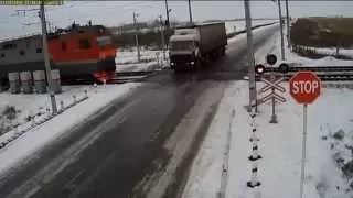 2 Trains Crash into Truck