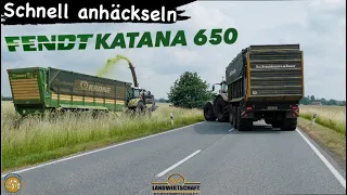 Schnell anhäckseln FENDT KATANA 650 Umsetzen auf Hauptstraße M&H beim GPS Häckseln Fendt einsatz