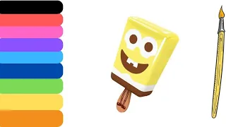 drawing and coloring, cute SpongeBob SquarePants ice cream