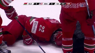 Belarus vs USA 2017 IIHF Ice Hockey U18 World Championship Vladislav Mikhalchuk was injured