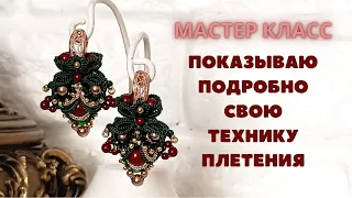 МК серьги фриволите очень подробно + схема