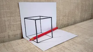 3d drawing for beginners step by step| how to draw cube 3d