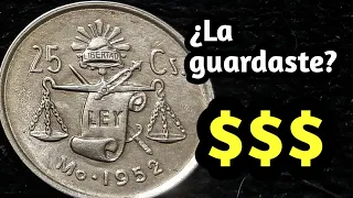 Moneda de 25 Centavos de Balanza de Plata 1952 Precio y Caracteristicas