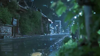 [Rain Sounds] The night streets of Jeonju Hanok Village are beautiful in the rain. ASMR