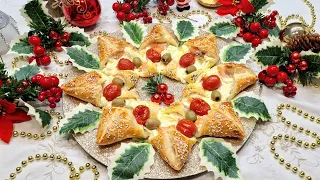 Salmon Puff Pastry Christmas Wreath - Quick Easy Christmas Appetizer : Amaze your guests at Xmas !