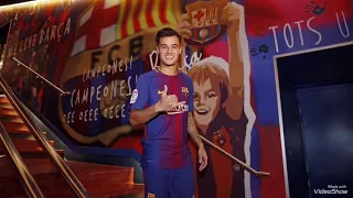 Coutinho’s first day at Fc Barcelona training centre; his new team_mates welcoming him! #CoutinhoDay