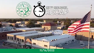 City of Cuero | Cuero City Council Recap November 2022 | Cuero, TX