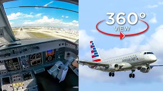 360° VR Pilot View | Landing RWY 30 Miami | American Eagle E-175