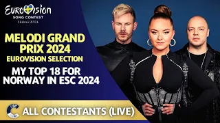 Melodi Grand Prix 2024 | MY TOP 18 | All Semi-Final Performances | Norway in ESC 2024