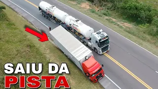 Caminhão caiu na valeta de escoamento da BR-116 na Bahia