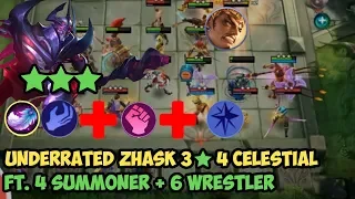 Underrated 4 Celestial Zhask 3 ⭐⭐⭐ Stars + 4 Summoner + 6 Wrestler - Magic Chess Mobile Legends