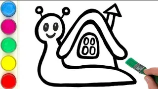 Snail House Drawing Painting Coloring For Kids And Toddlers | Drawing For Toddlers.