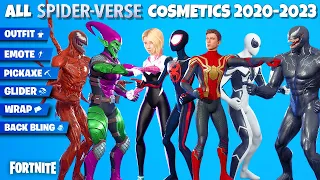 Fortnite All Spider-Man & Enemies Skins (2020-2023), Emotes, and Spider-Verse Items