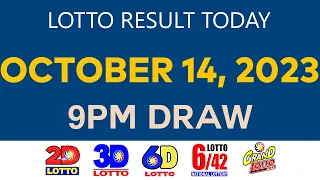 Lotto Result Today OCTOBER 14 2023 9pm Ez2 Swertres 2D 3D 6D 6/42 6/55 PCSO