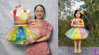 Váy xòe bé gái từ túi nylon | Tím Mụi
