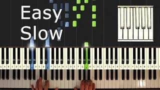 Pirates Of The Caribbean - He's a Pirate SLOW - Piano Tutorial Easy - How to Play (synthesia)