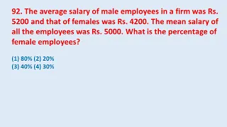 92. The average salary of male employees in a firm was Rs. 5200 and that of females was || edu214