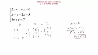 Resolución de sistemas de tres ecuaciones por matriz inversa