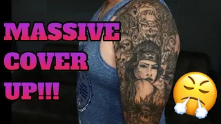 I SAVED MY CLIENT'S LIFE🔸MASSIVE COVER UP🔸 tattoo tutorial by @mr.reyes_ink