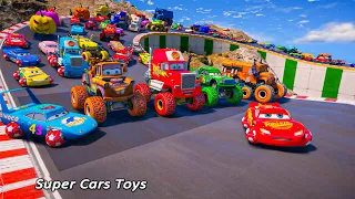 Disney Cars 3 Crazy McQueen 8x8 Monster Truck Mack and Friends Miss Fritter The King Dinoco Racing