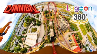 VR 360 Cannibal Roller Coaster Front Seat On Ride POV Lagoon Amusement Park 2023 09 30