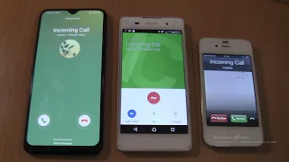 Incoming call & Outgoing call at the Same Time Iphone 4s ios 6+Samsung Galaxy A30s+Sony Xperia E5