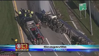Tractor-Trailer Carrying Milk Overturns On Maryland Highway