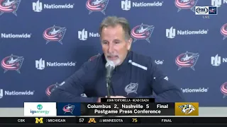 John Tortorella stays positive after Blue Jackets allow four third-period goals in loss to Predators