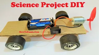 science project working model - dc motor car project | DIY at home| howtofunda
