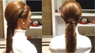 Простая прическа с плетением из колоска. Объемная прическа на вечер. Easy hairstyle