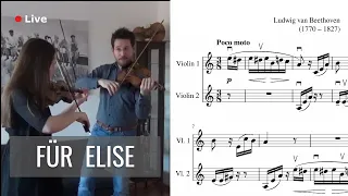 Für Elise - L. van Beethoven | Violin-Duo • Violin Sheet Music • Noten für 2 Violinen