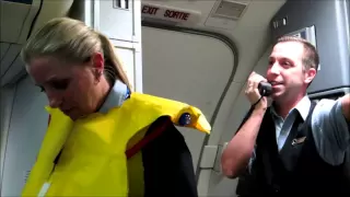 Hilarious Westjet flight attendant before takeoff with Tommy