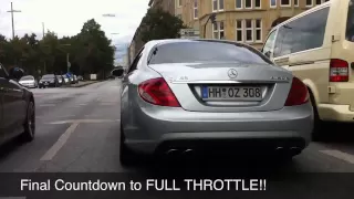 CRAZY Mercedes CL63 AMG BURNOUT, LIMIT revs & FULL THROTTLE accelerations