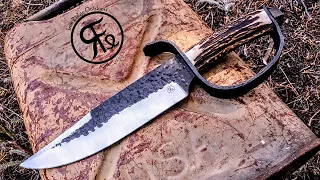 Forging a D-Guard Bowie from Leaf Spring