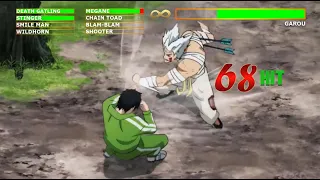 Garou Vs 8 Heroes WITH HEALTHBARS | One Punch Man