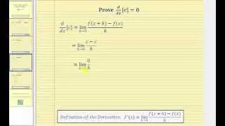 Prove the Derivative of a Constant:  d/dx[c]