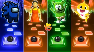 Among US vs Squid Game vs Gummy Bear vs Baby Shark | Tiles Hop EDM Rush