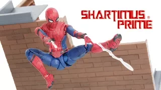 SH Figuarts Spider-Man Homecoming with Option Act Wall Marvel Tamashii Nations Bandai Figure Review