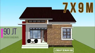 Desain Rumah Minimalis Sederhana 7x9 m dengan 3 kamar tidur