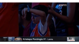 New York Knicks fans boo selection of Kristaps Porzingis at No. 4 in 2015 NBA Draft