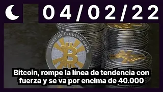 Bitcoin, rompe la línea de tendencia con fuerza y se va por encima de 40.000