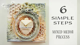 6 Simple Steps for BEGINNERS - MIXED MEDIA Canvas  ♡ Maremi's Small Art ♡