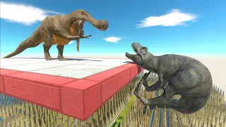 Stronger Dinosaur Survives the Fall on the Blades - Animal Revolt Battle Simulator