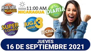 Sorteo 11 am Resultado Loto NICARAGUA, La Diaria, juga 3, Súper Combo, Fechas, 16 septiembre 2021