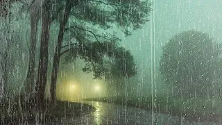 Deep sleep in 5 minutes | Rain Ambience in The City Park | 99% fall asleep, relax, stress relief