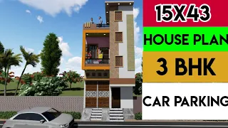 15by43 house plan with car parking , 15*43 House Plan ideas@ak_homes_design