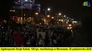 Ogólnopolski Strajk Kobiet, 100 tys. tłum, manifestacja ulicami Warszawy, 30 października 2020